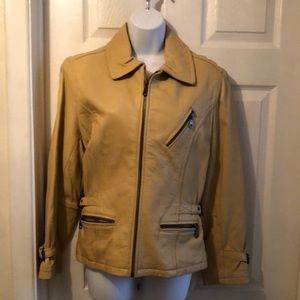 Lloyd Elliot country club leather jacket in butter size small